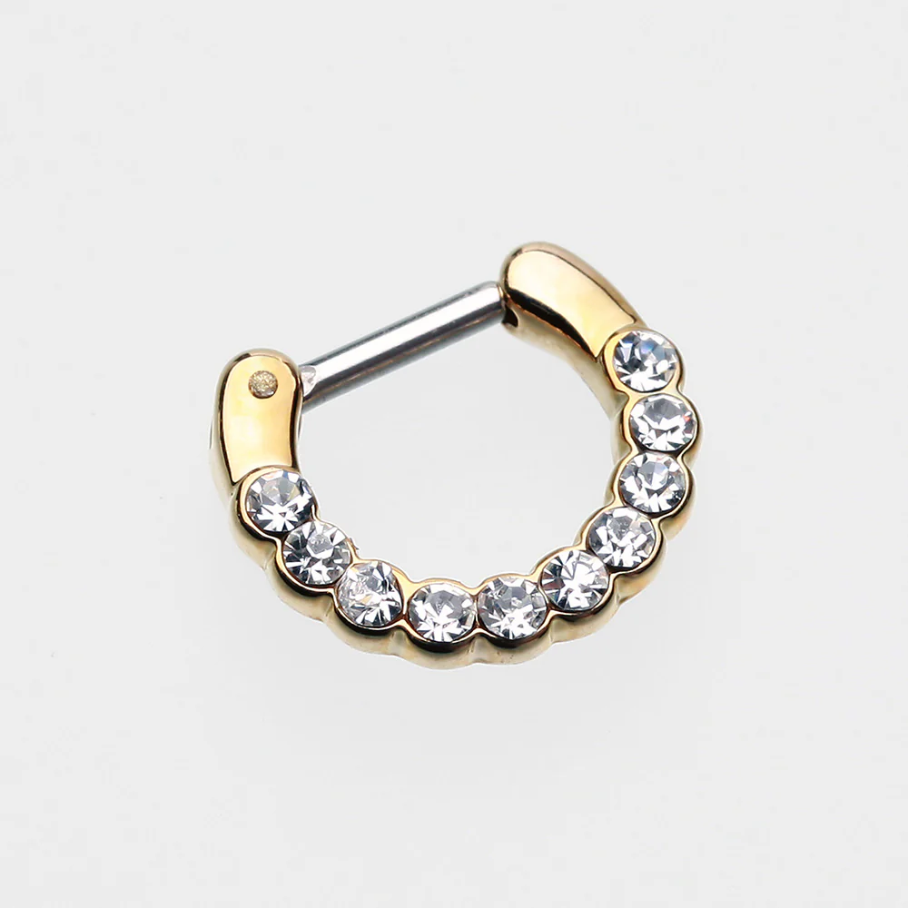 Golden Glistening Multi-Gem Septum Clicker - Image 3