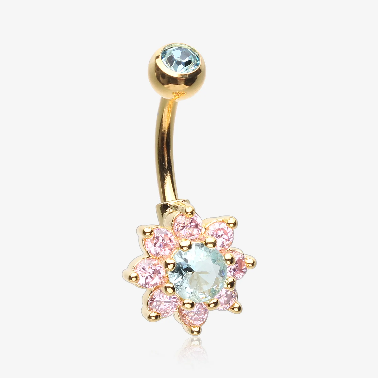 Golden Glistening Spring Flower Sparkle Belly Button Ring