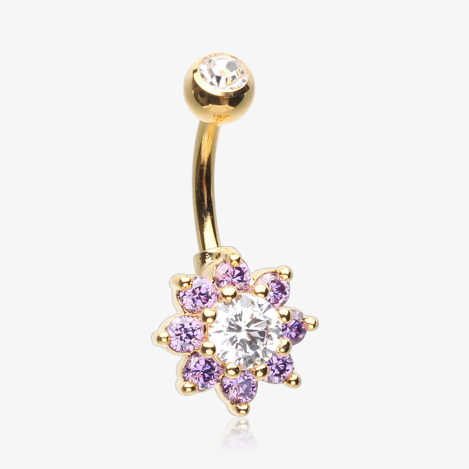 Golden Glistening Spring Flower Sparkle Belly Button Ring