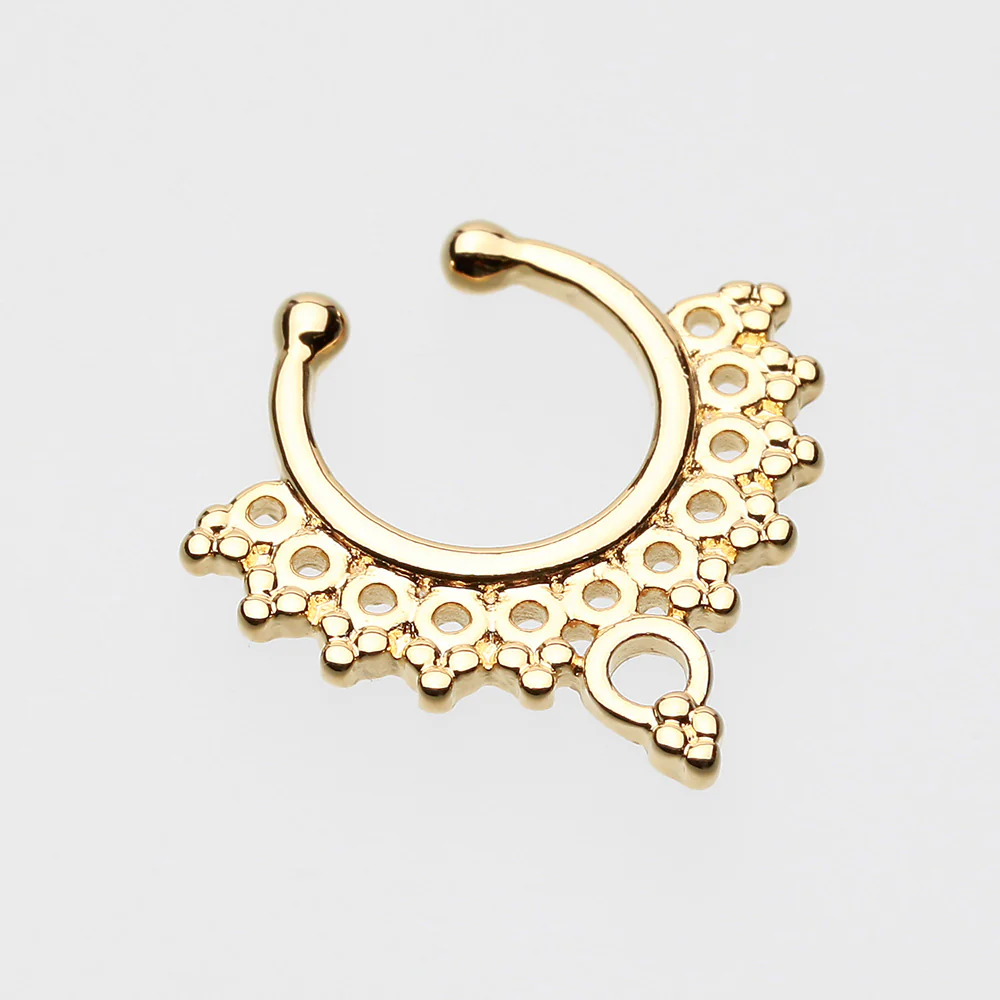 Golden Grand Entice Filigree Fake Septum Clip-On Ring - Image 3