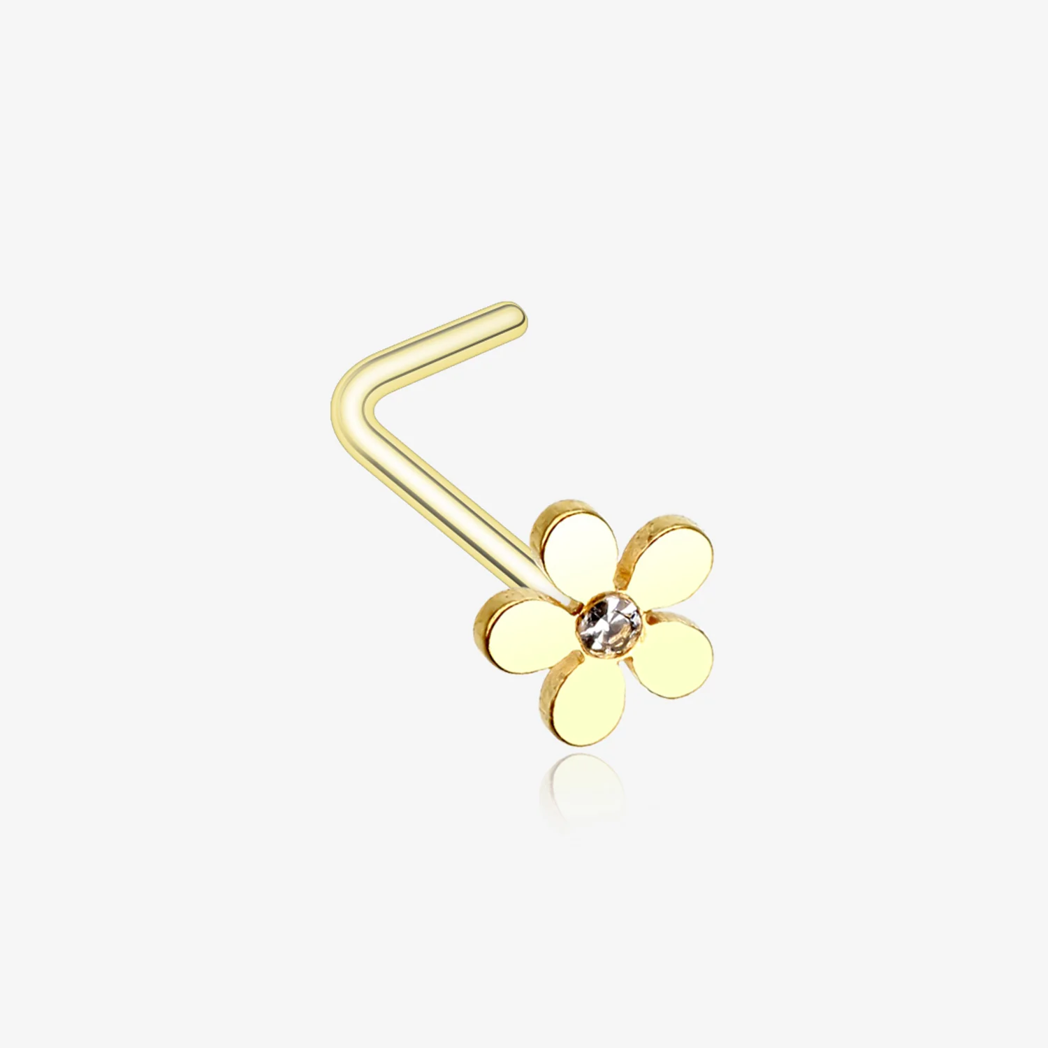 Golden Grand Plumeria L-Shaped Nose Ring
