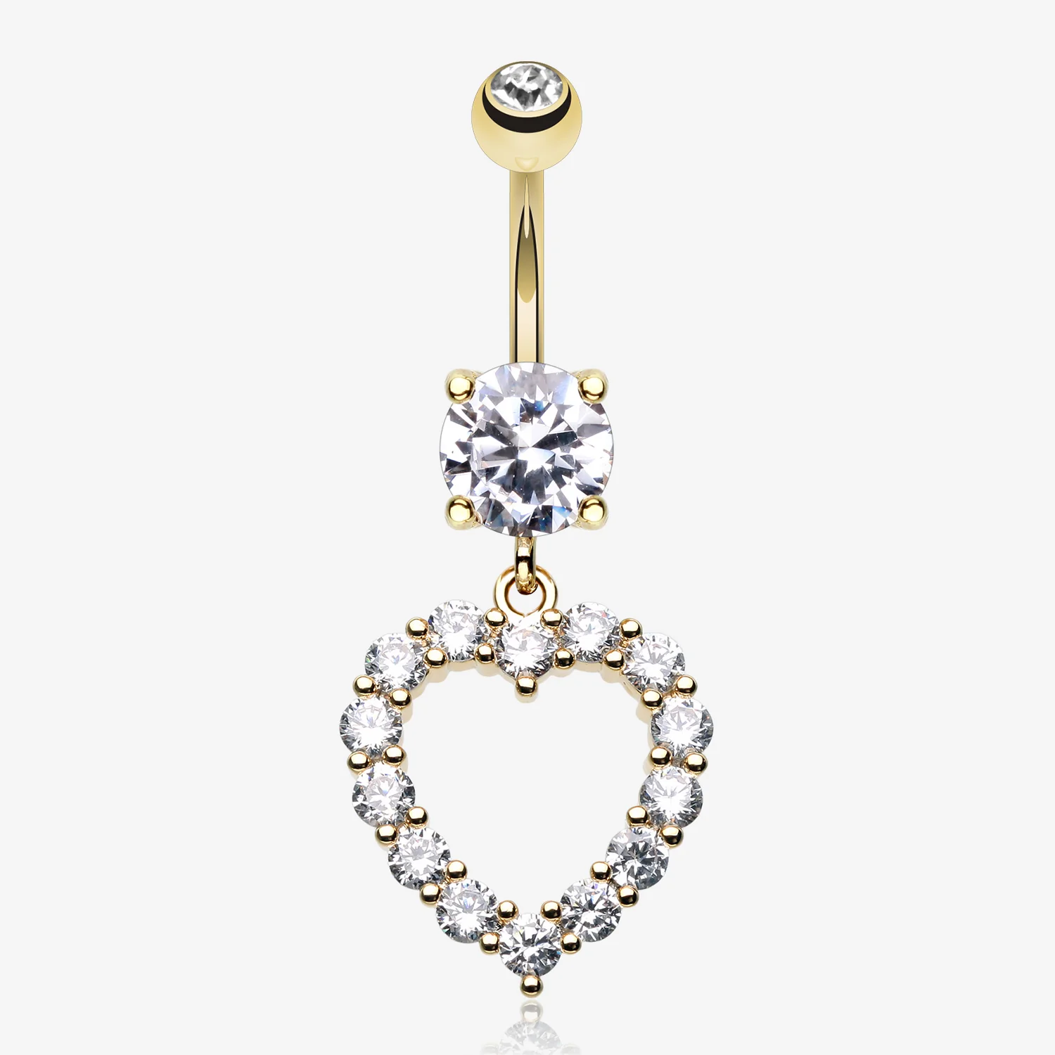 Golden Heart Affection Belly Button Ring