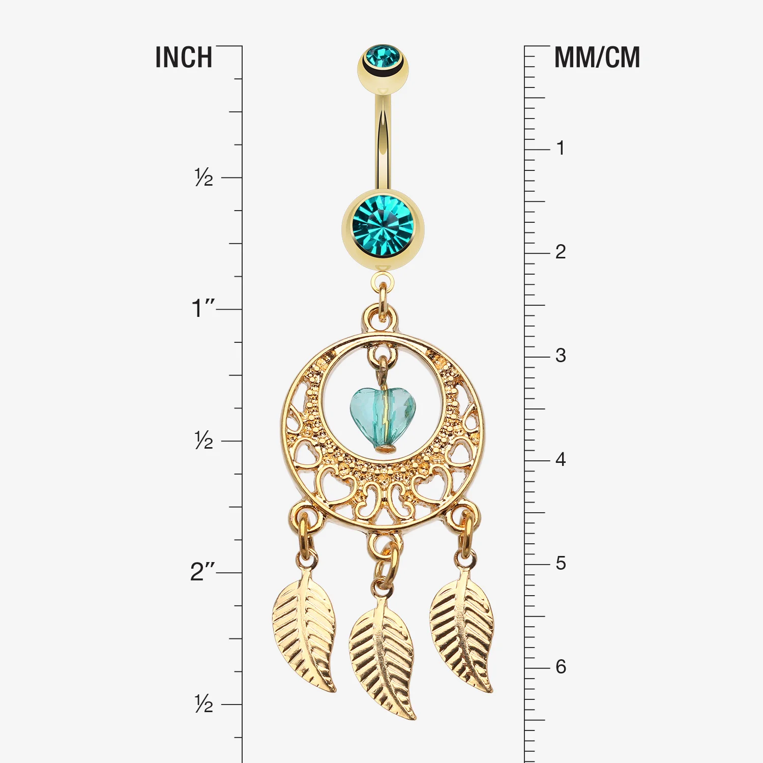 Golden Heart Dream Catcher Belly Ring - Image 2