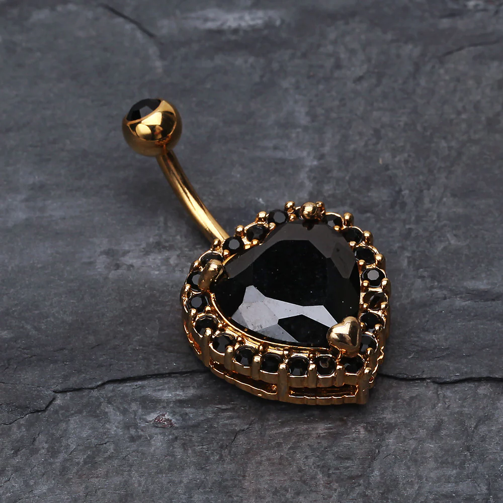 Golden Heart Extravagant Belly Button Ring - Image 3