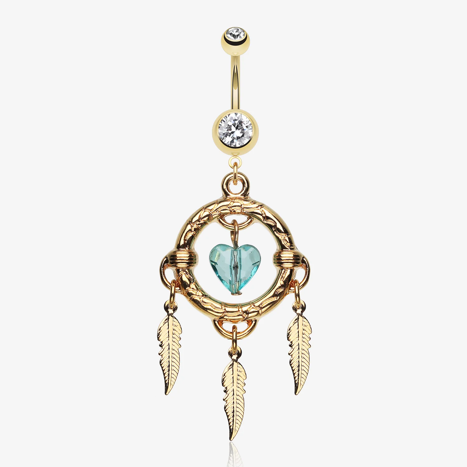 Golden Heart Hoop Dream Catcher Belly Ring