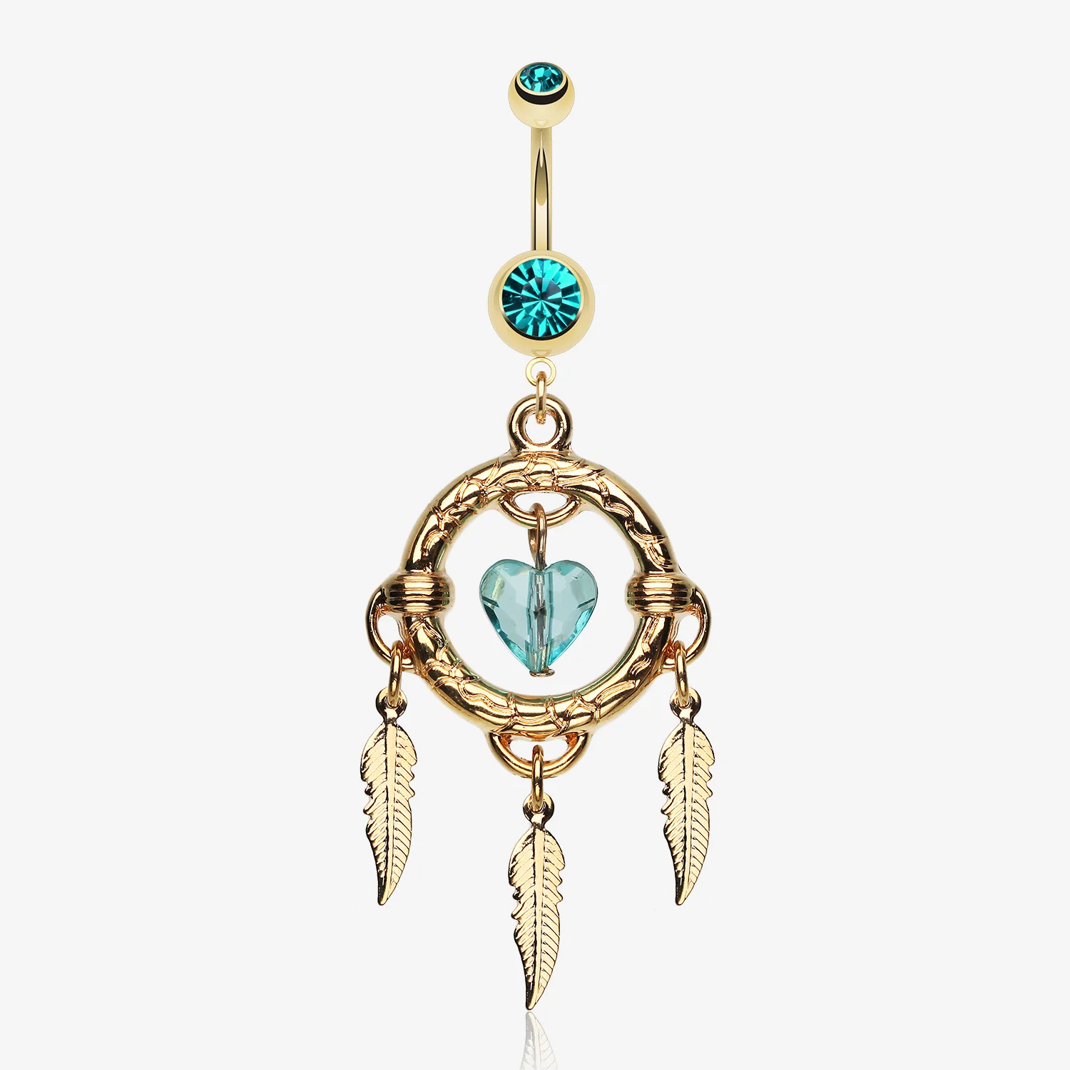 Golden Heart Hoop Dream Catcher Belly Ring