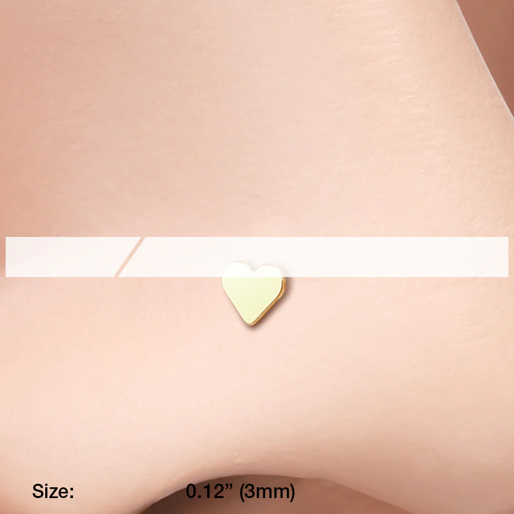 Golden Heart Nose Screw Ring - Image 3