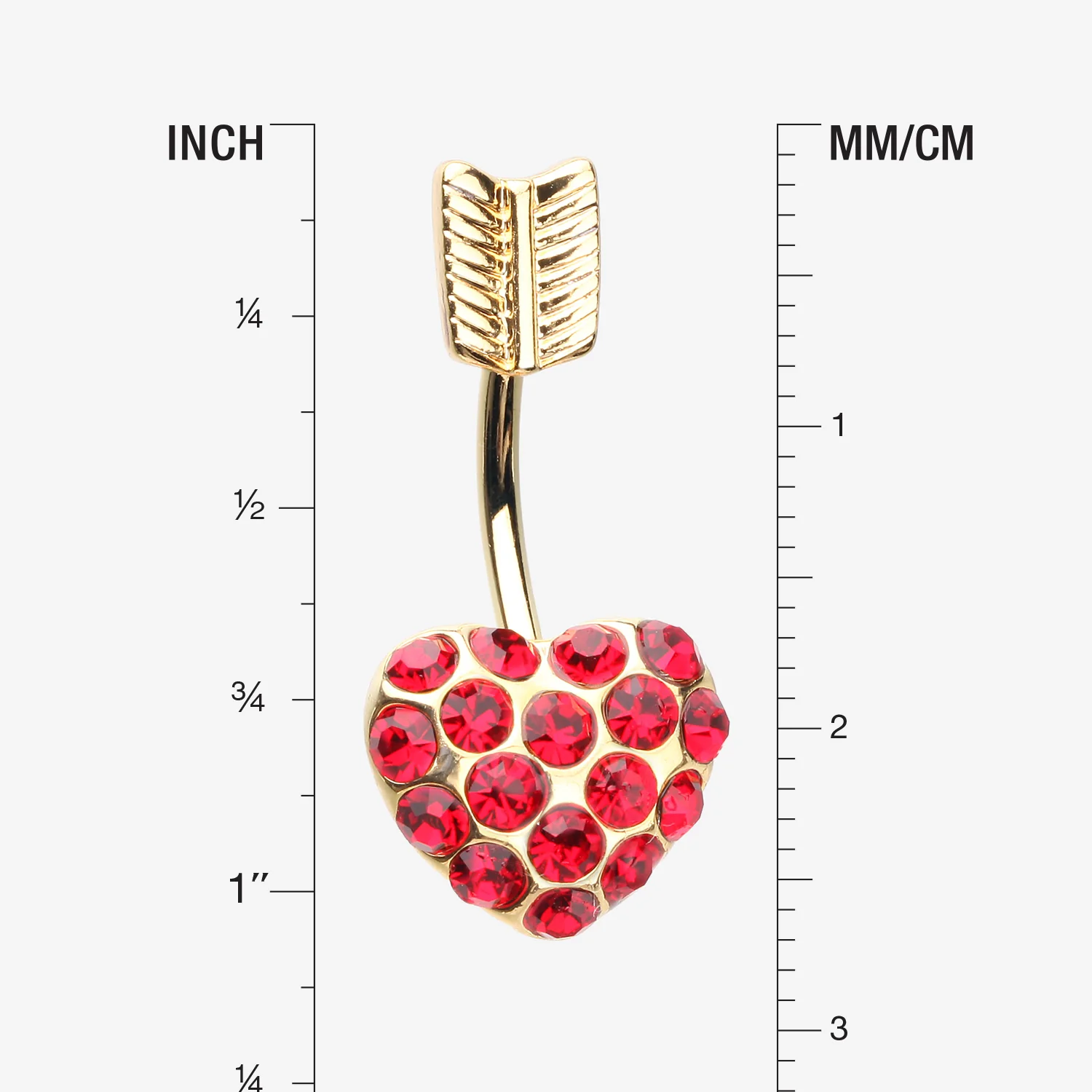 Golden Heart Sparkle Feather Top Belly Button Ring - Image 2