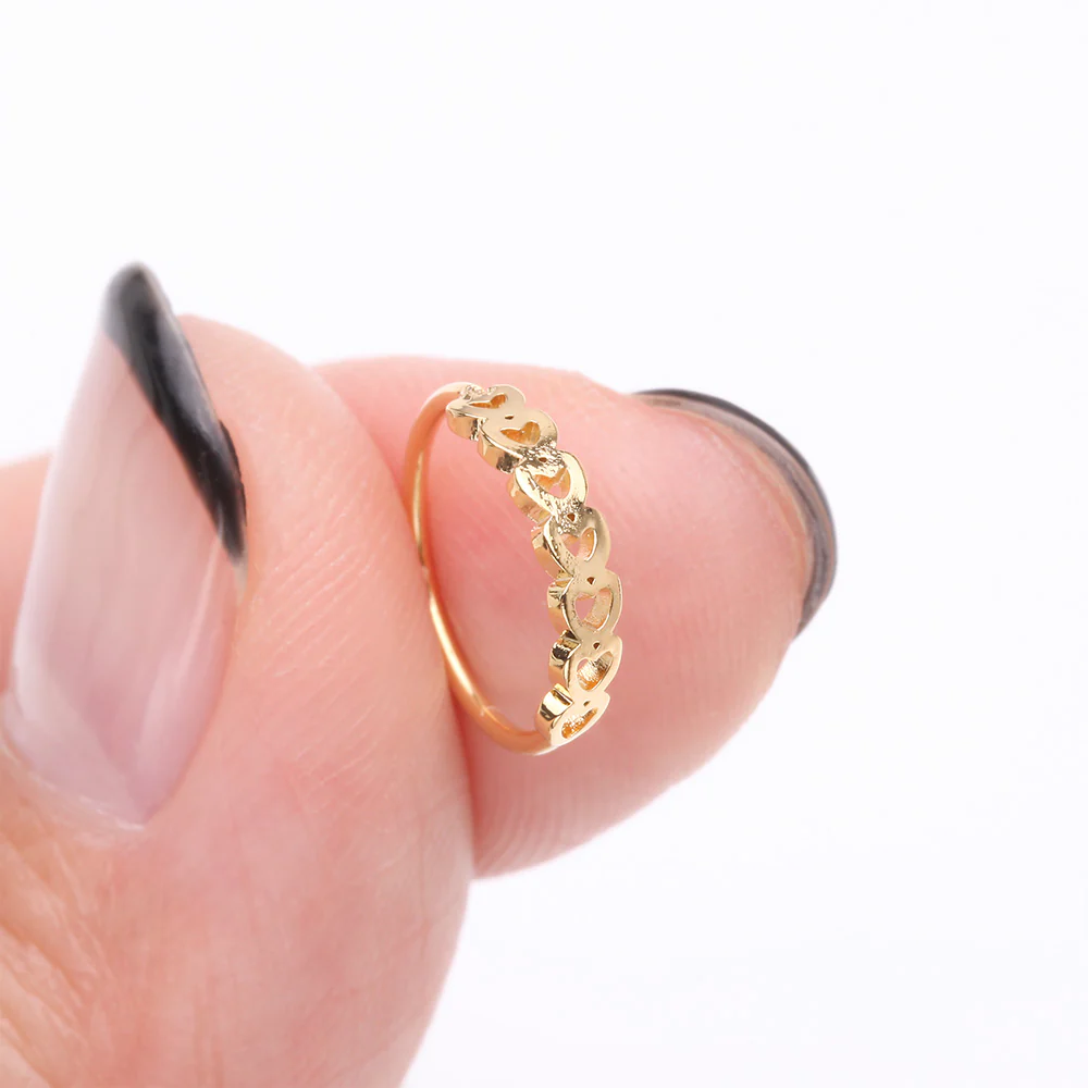 Golden Hollow Heart Infinite Steel Bendable Hoop Ring - Image 3