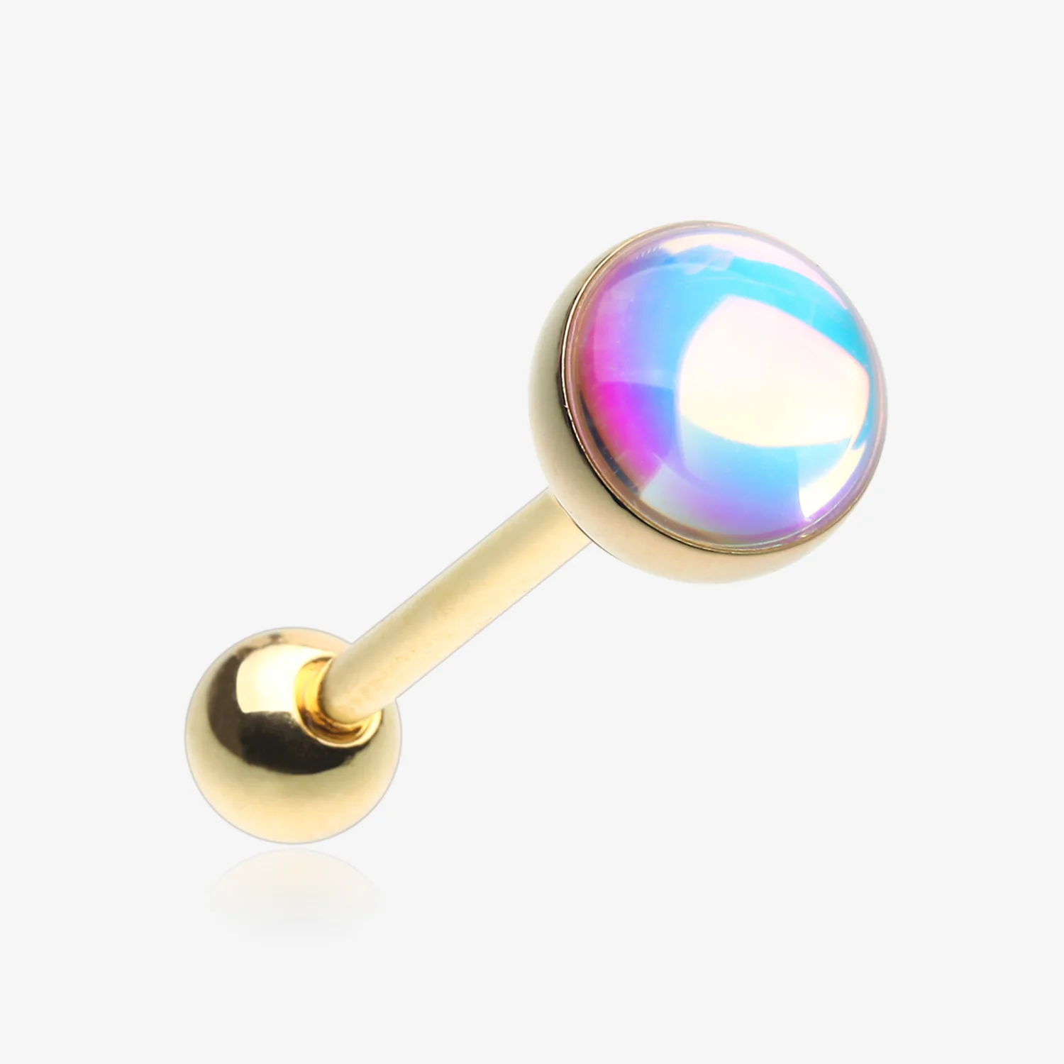 Golden Iridescent Revo Barbell Tongue Ring