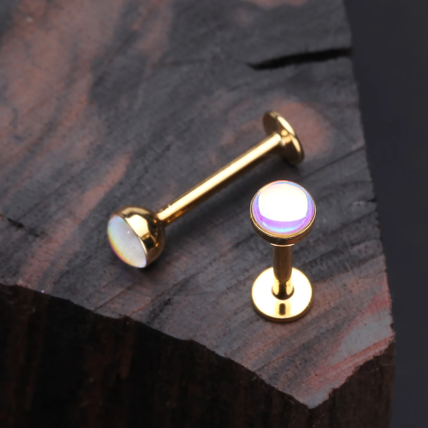 Golden Iridescent Revo Sparkle Steel Labret - Image 2