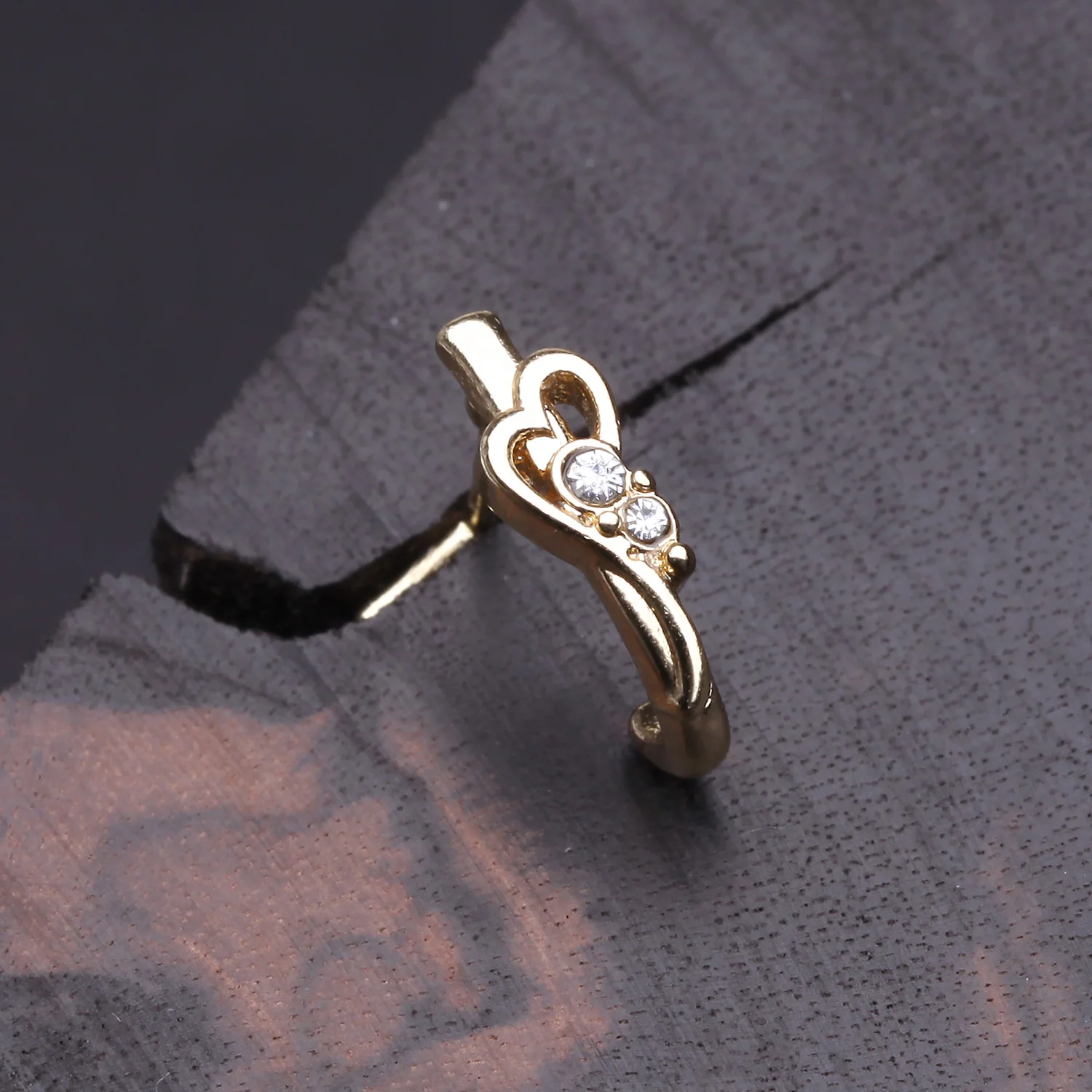 Golden Journey Heart Sparkle L-Shaped Nose Hoop Ring - Image 2