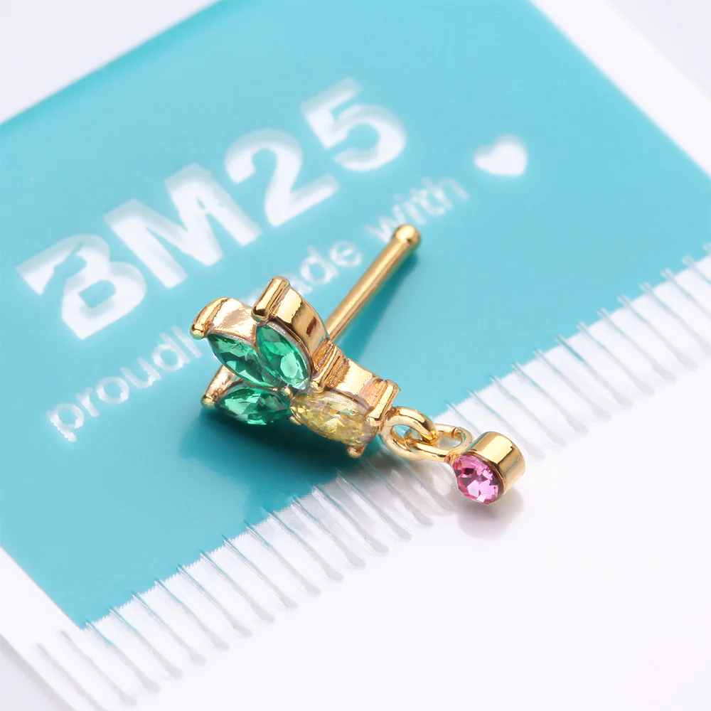 Golden Juicy Pineapple Sparkle Nose Stud Ring - Image 5