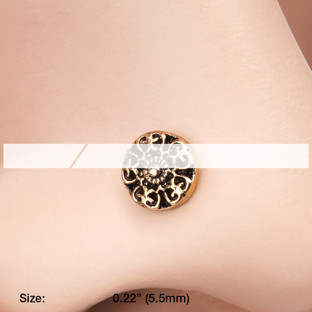 Golden Kali Filigree Icon L-Shaped Nose Ring - Image 3