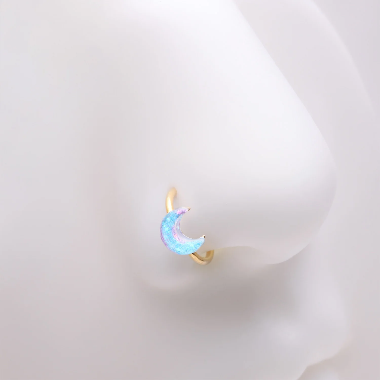 Golden Kawaii Pop Blurple Moon Glitter Bendable Hoop Ring - Image 2