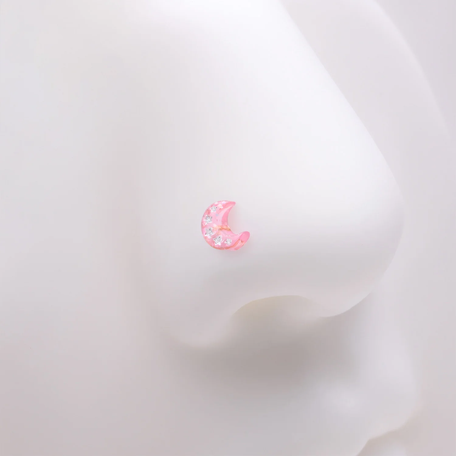 Golden Kawaii Pop Moon Glitter Sparkle Nose Stud Ring - Image 2
