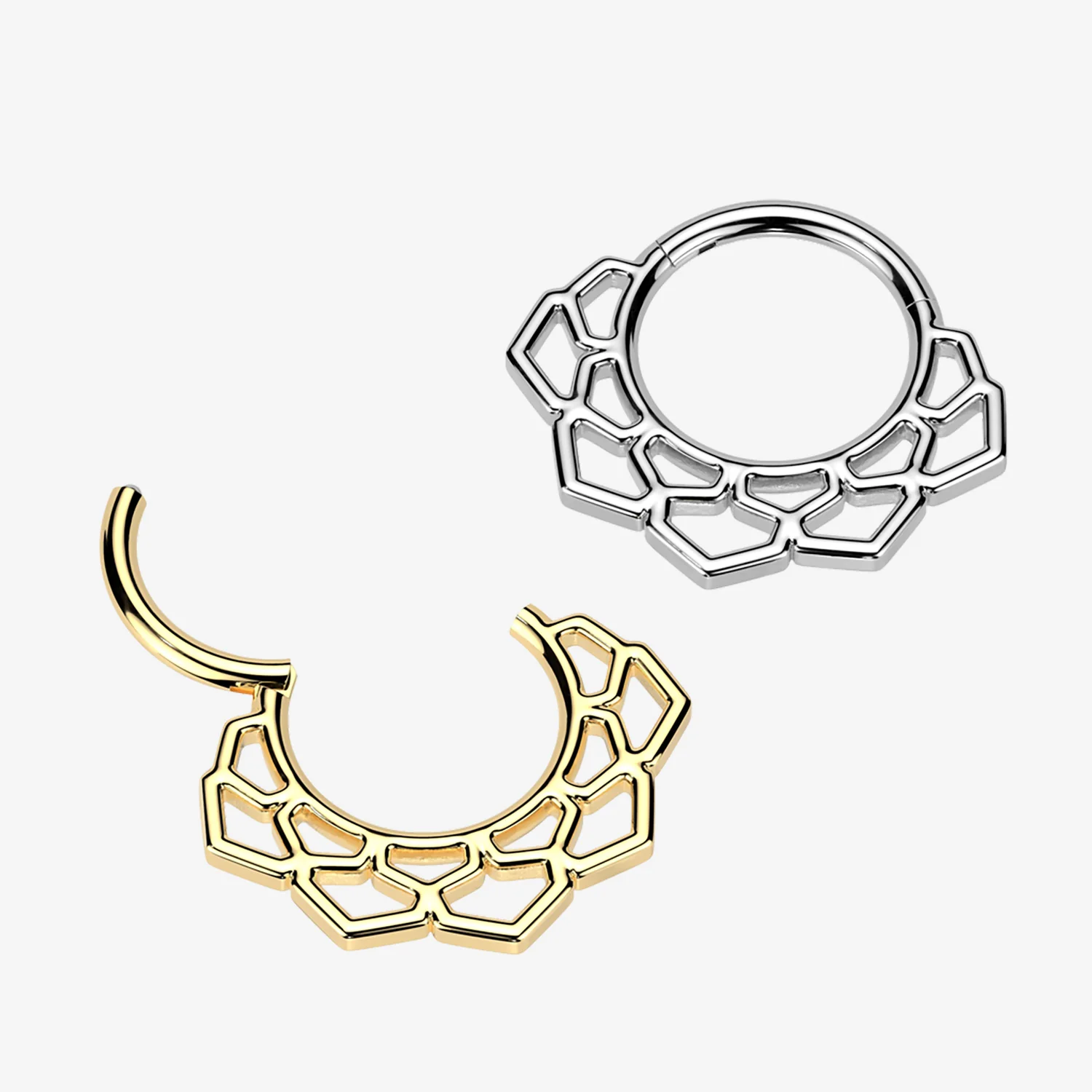 Golden Lotus Filigree Essence Clicker Hoop Ring - Image 2