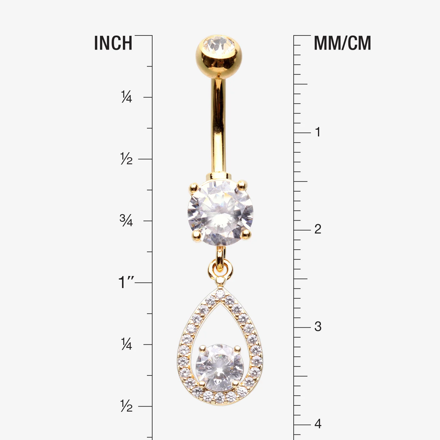 Golden Luscious Teardrop Multi-Gem Sparkle Belly Button Ring - Image 2