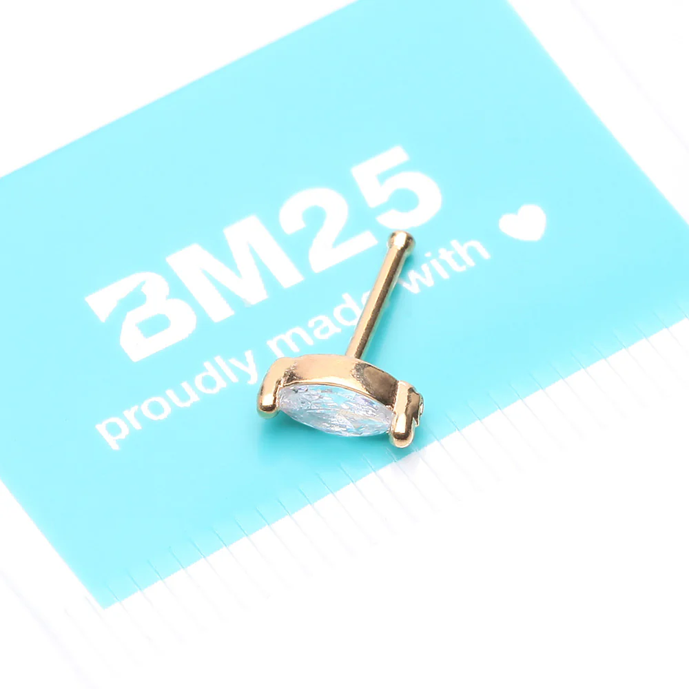 Golden Marquise Sparkle Gem Nose Stud Ring - Image 5