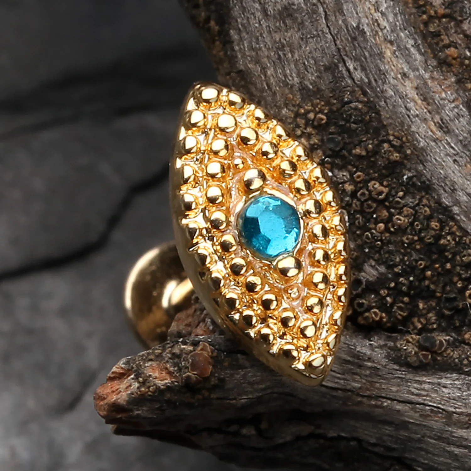 Golden Marquise Sparkle Steel Labret - Image 2