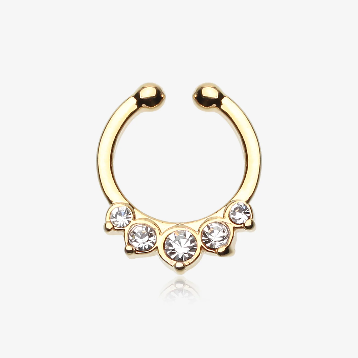 Golden Multi-Gem Precia Fake Septum Clip-On Ring