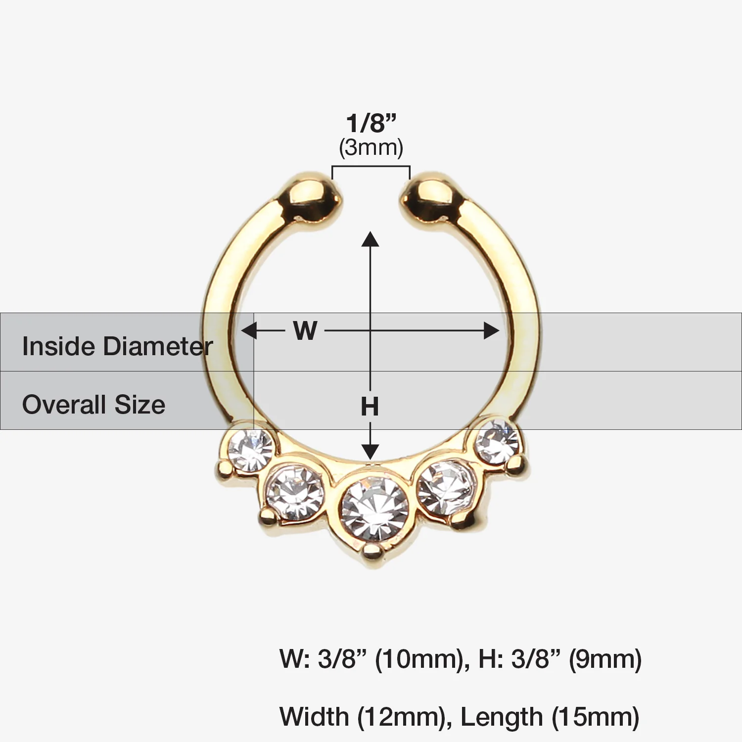 Golden Multi-Gem Precia Fake Septum Clip-On Ring - Image 2