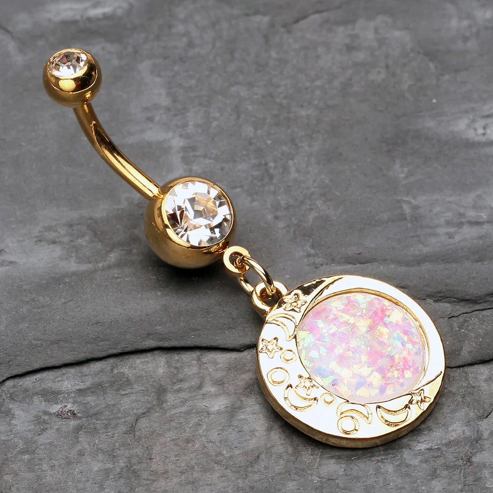 Golden Opal Eclipse Moonshine Belly Button Ring - Image 3
