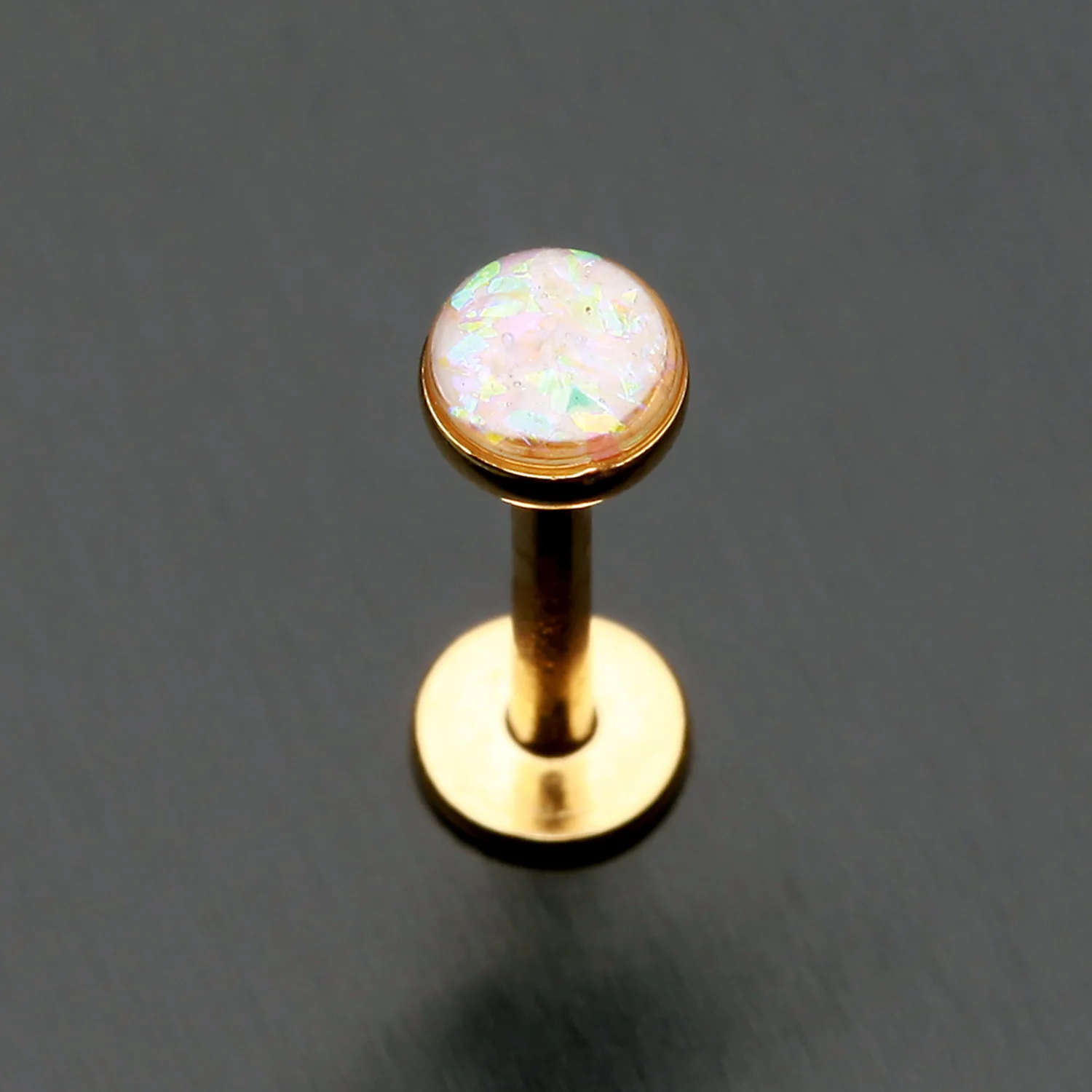 Golden Opal Glitter Shower Dome Steel Labret - Image 2