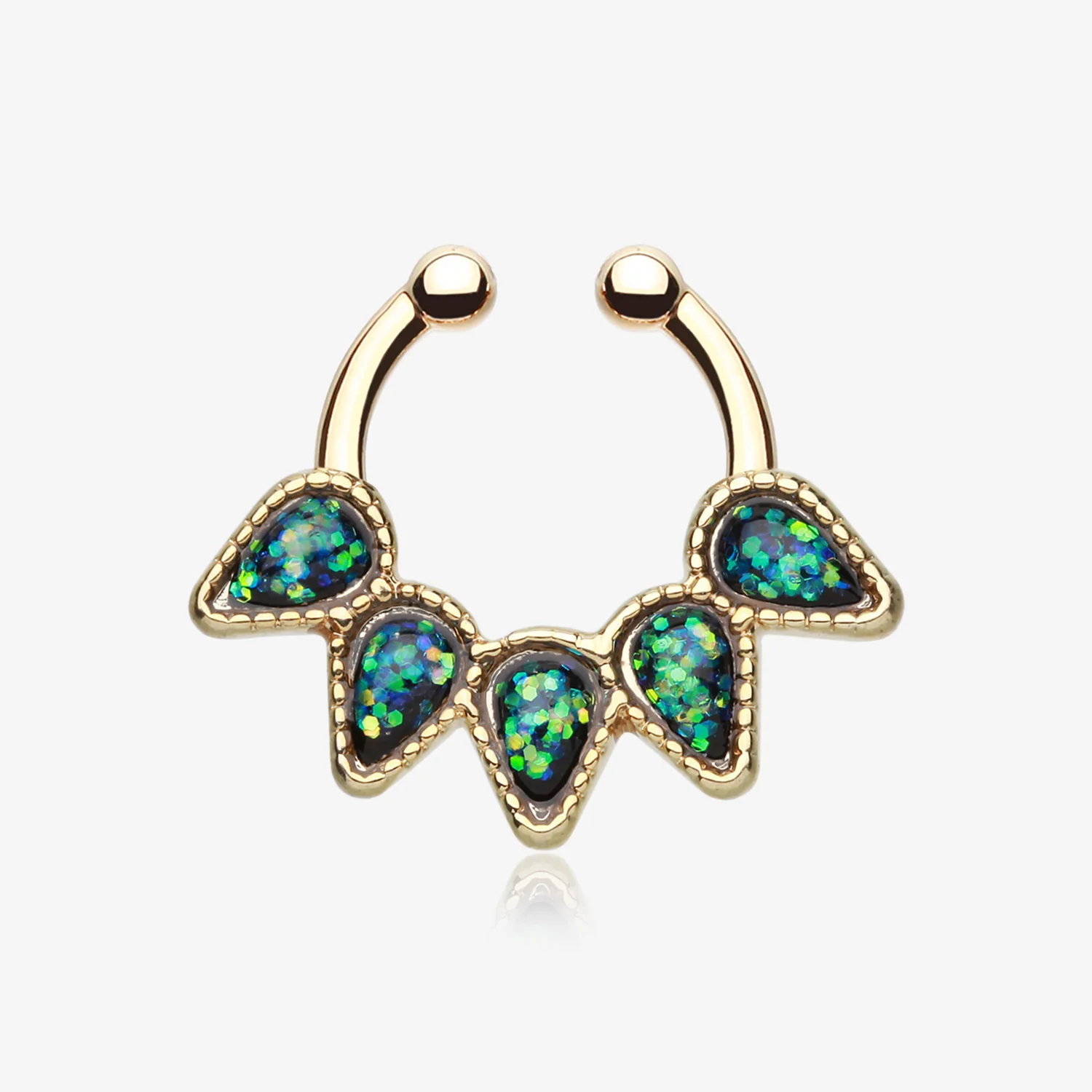Golden Opal Quinary Spear Fake Septum Clip-On Ring