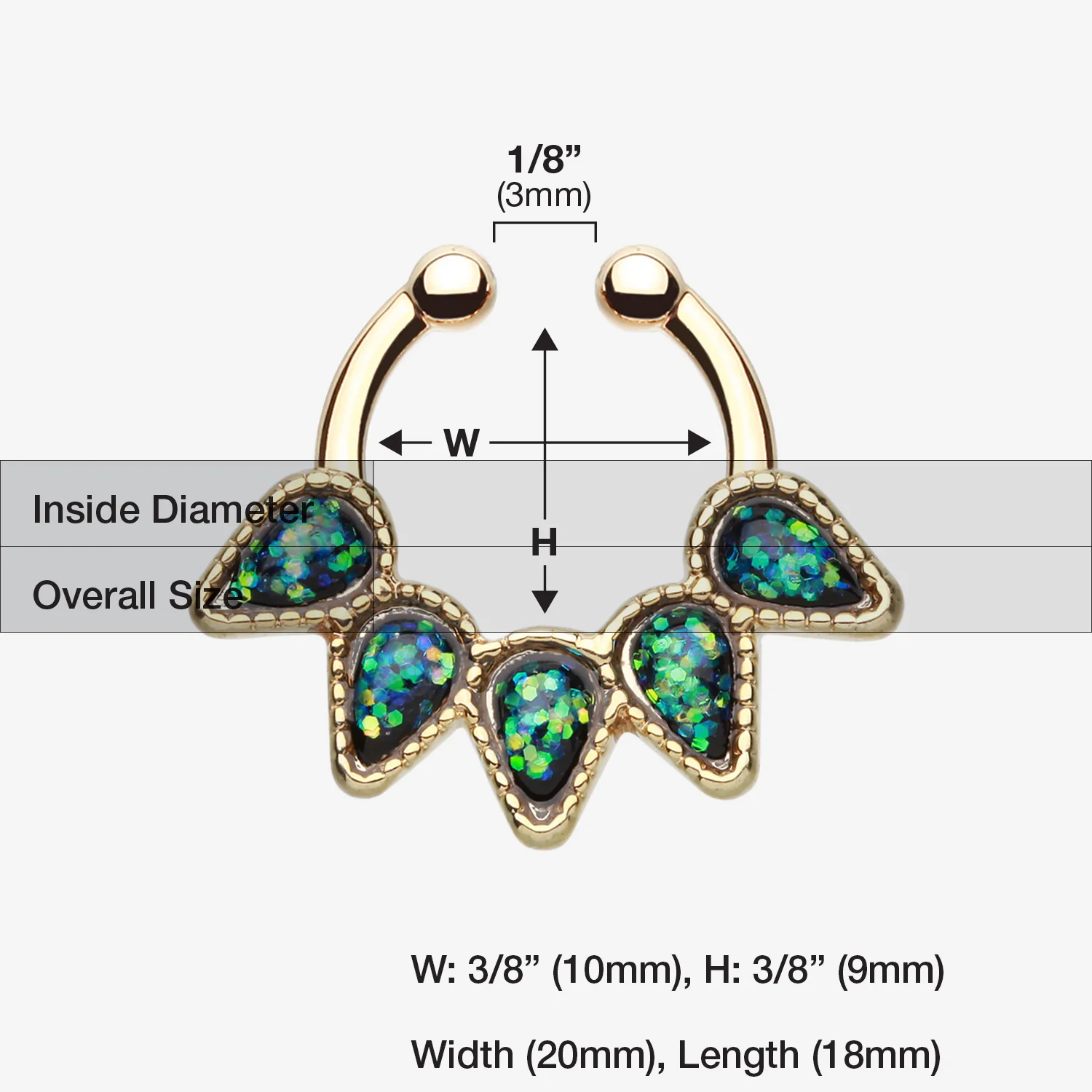Golden Opal Quinary Spear Fake Septum Clip-On Ring - Image 2
