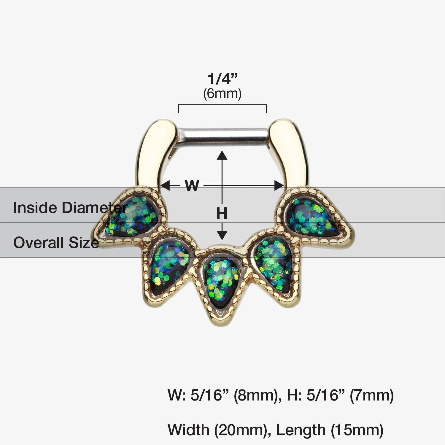 Golden Opal Quinary Spear Septum Clicker - Image 2