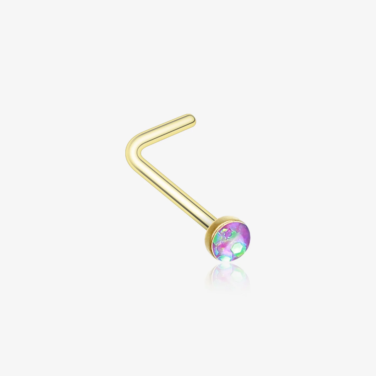 Golden Opal Sparkle L-Shaped Nose Ring