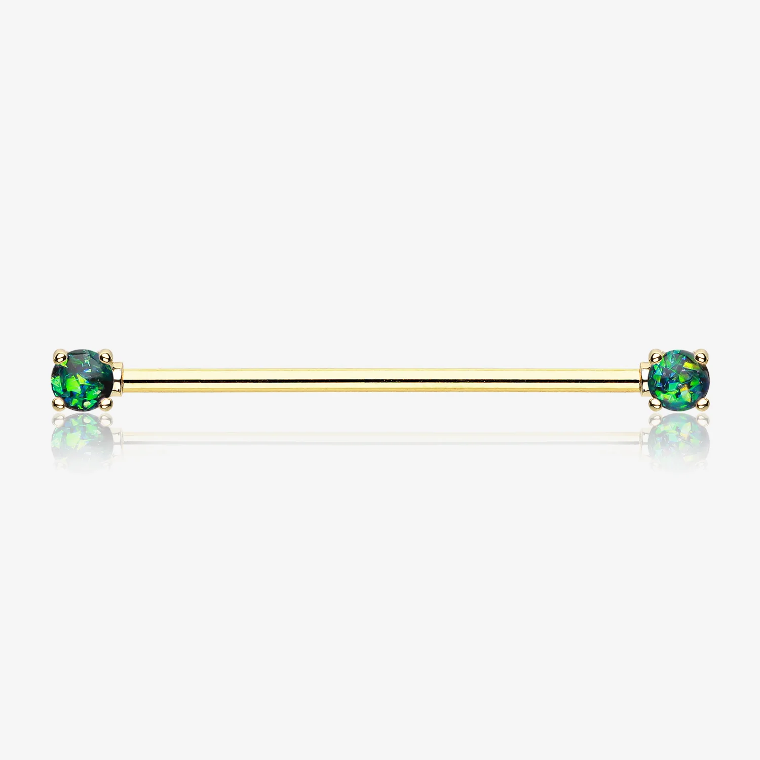 Golden Opal Sparkle Prong Industrial Barbell