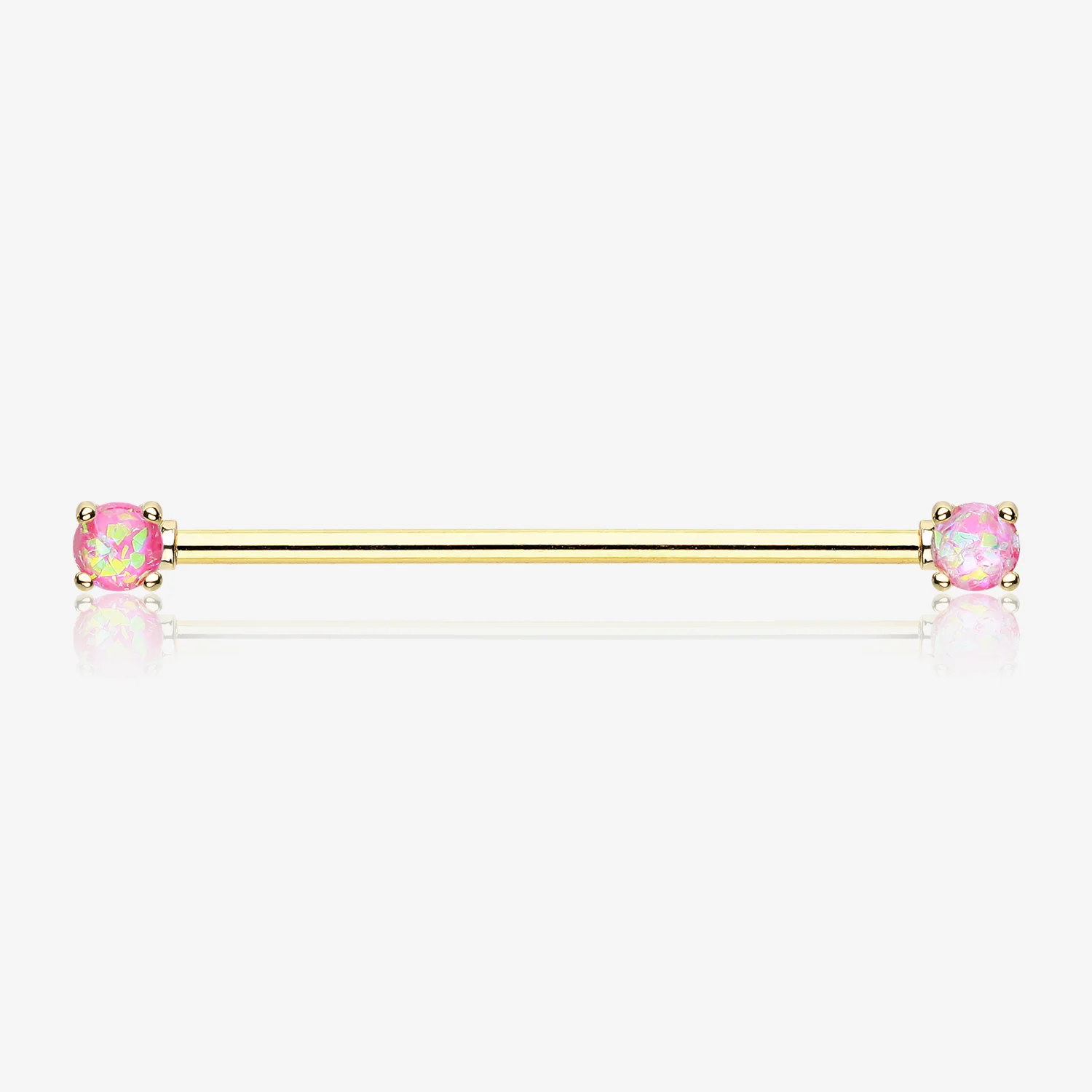Golden Opal Sparkle Prong Industrial Barbell