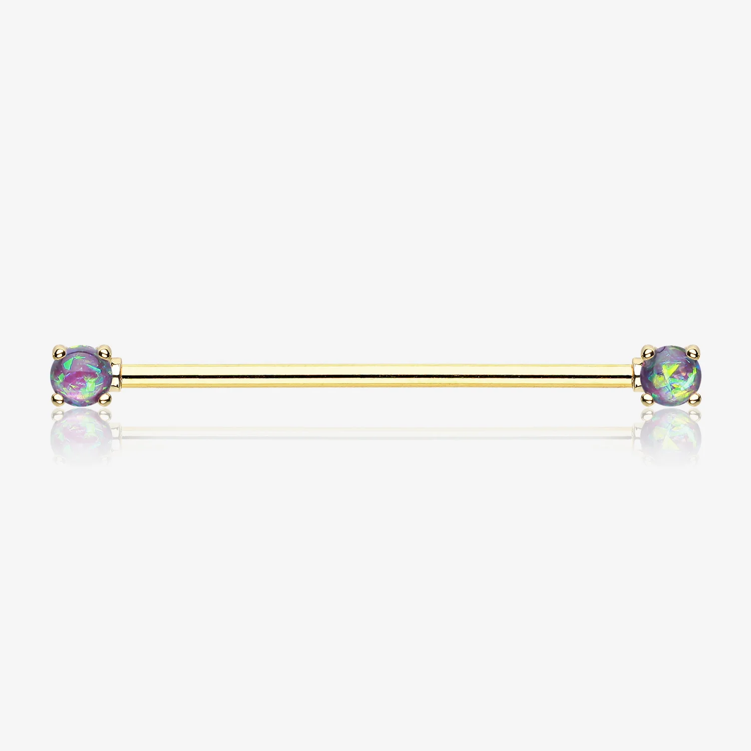 Golden Opal Sparkle Prong Industrial Barbell