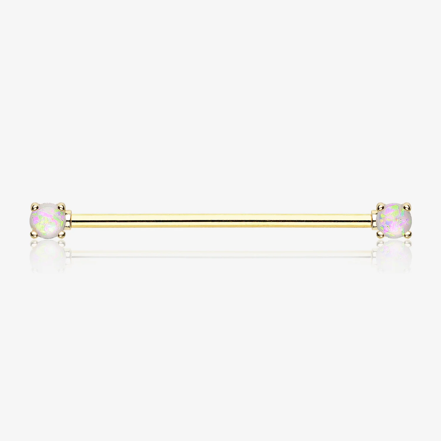 Golden Opal Sparkle Prong Industrial Barbell