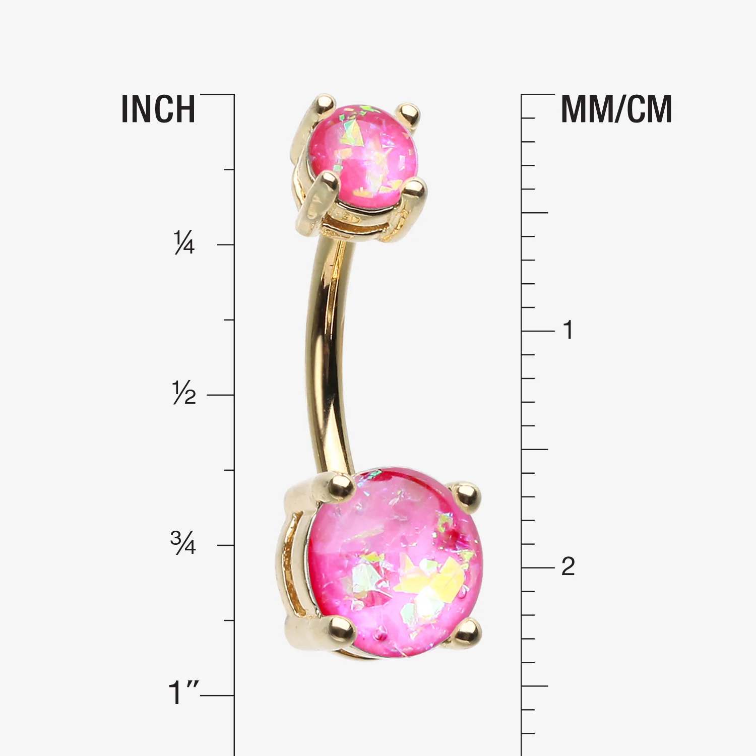 Golden Opal Sparkle Prong Set Belly Button Ring - Image 2