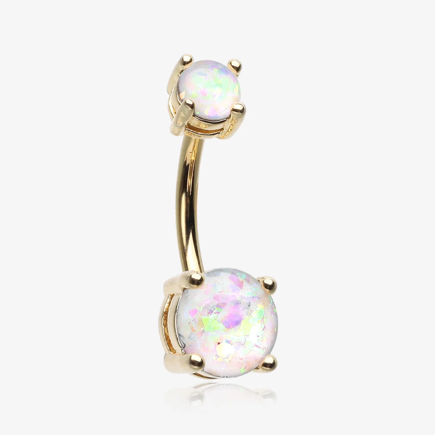Golden Opal Sparkle Prong Set Belly Button Ring