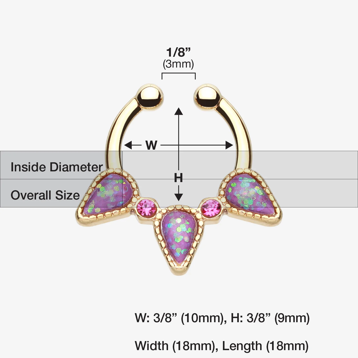 Golden Opal Sparkle Trident Fake Septum Clip-On Ring - Image 2