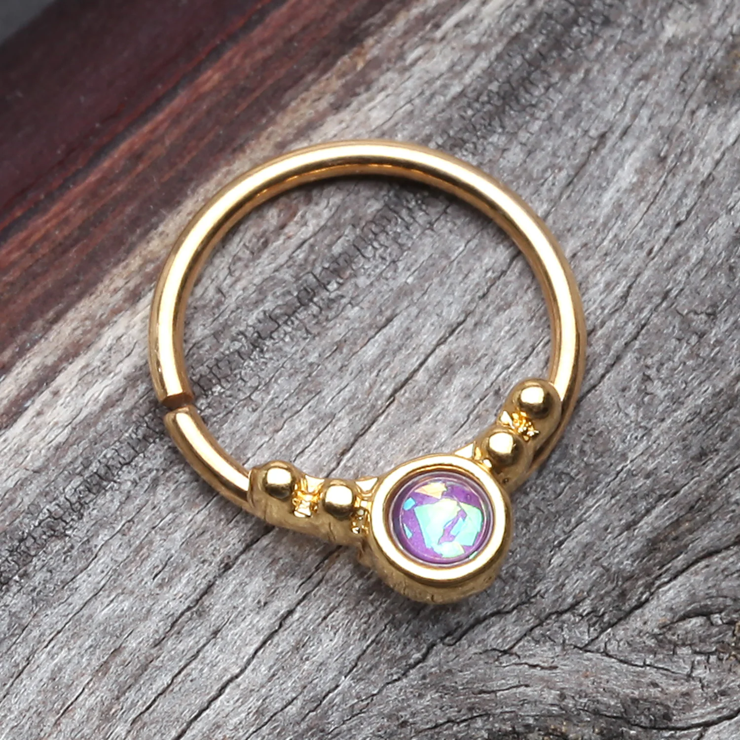 Golden Opalescent Grandiose Bendable Twist Hoop Ring - Image 2