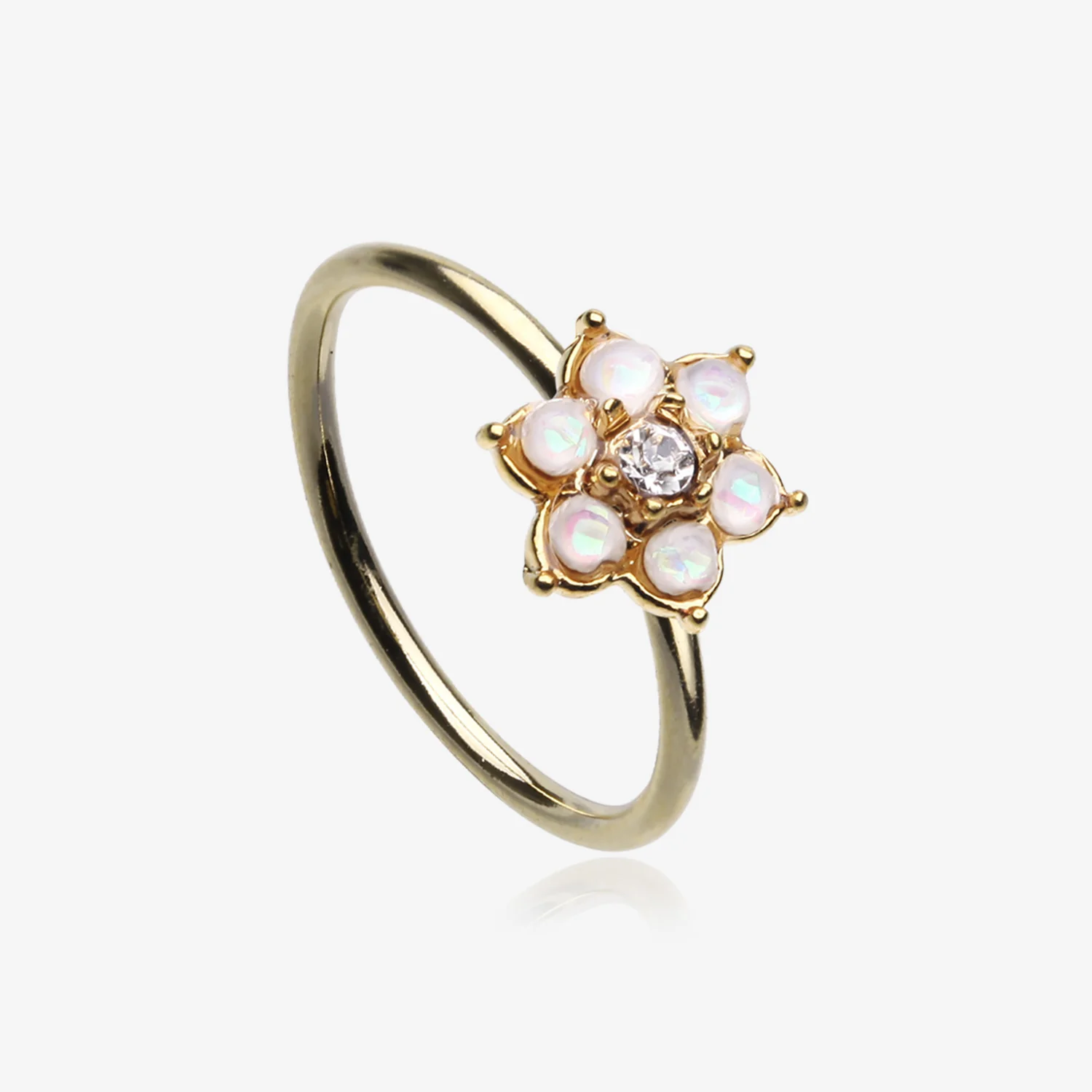 Golden Opalescent Spring Flower Sparkle Bendable Hoop Ring