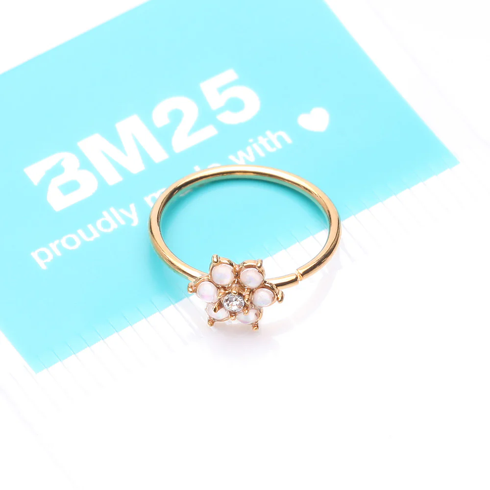 Golden Opalescent Spring Flower Sparkle Bendable Hoop Ring - Image 5