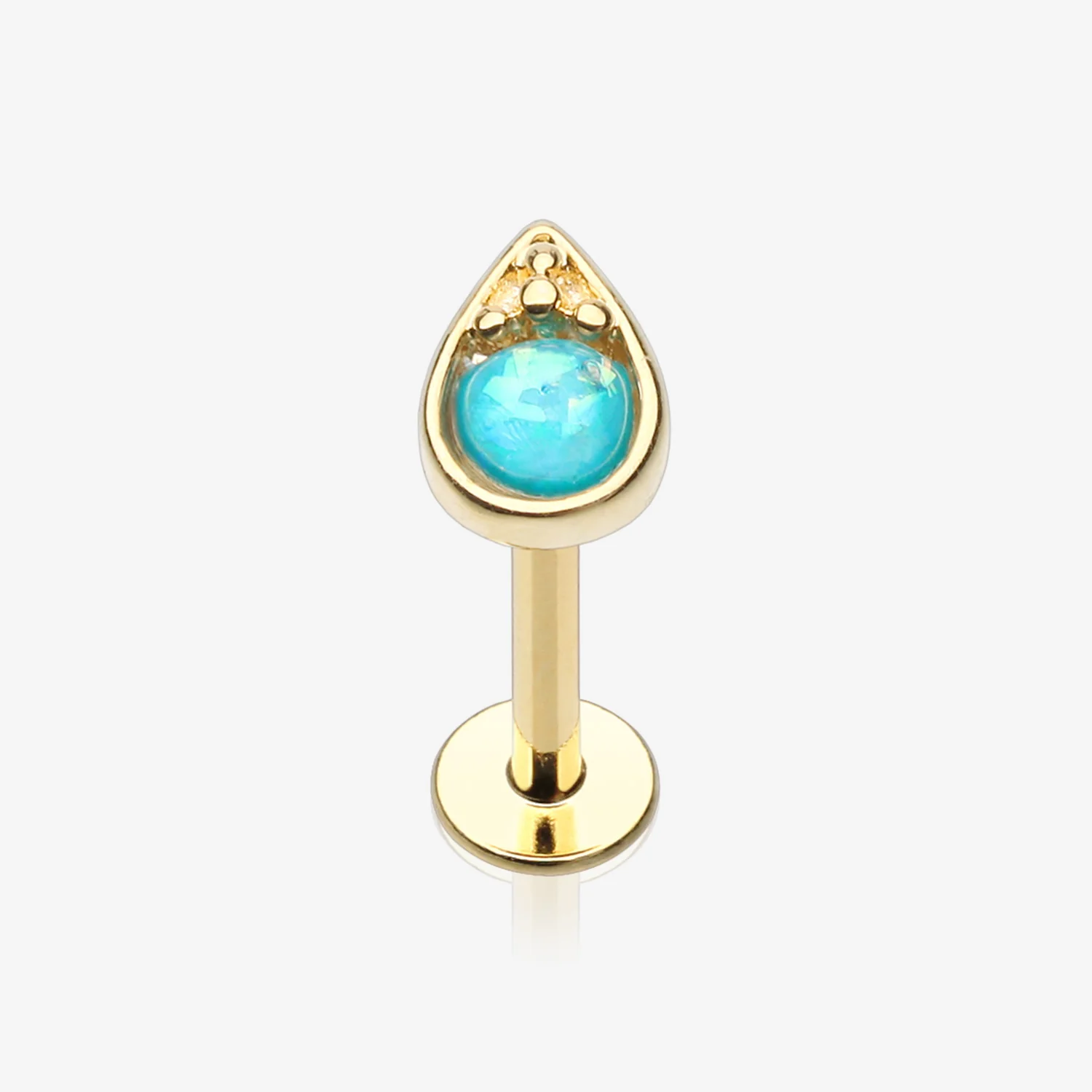 Golden Opalescent Teardrop Top Steel Labret