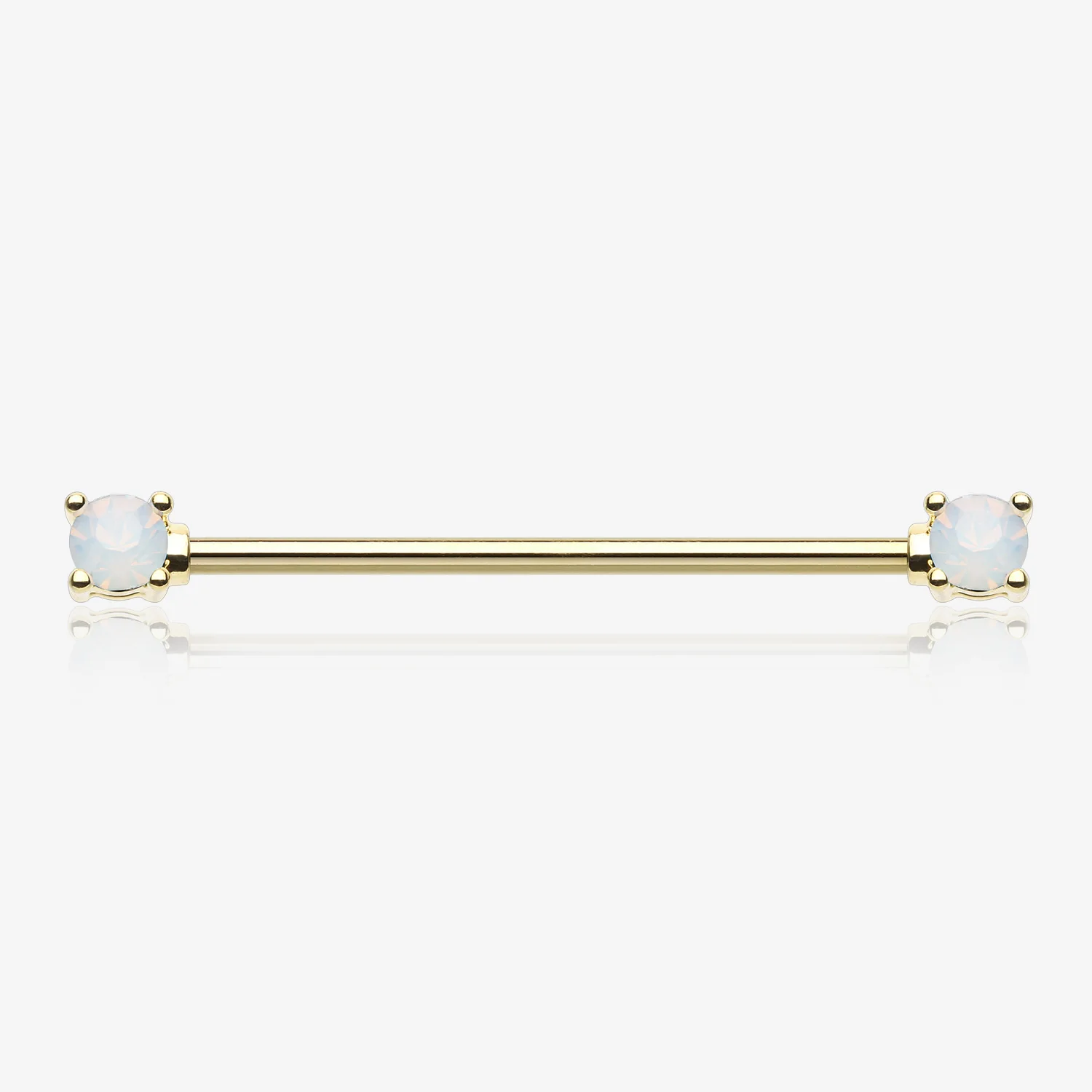 Golden Opalite Gem Prong Industrial Barbell