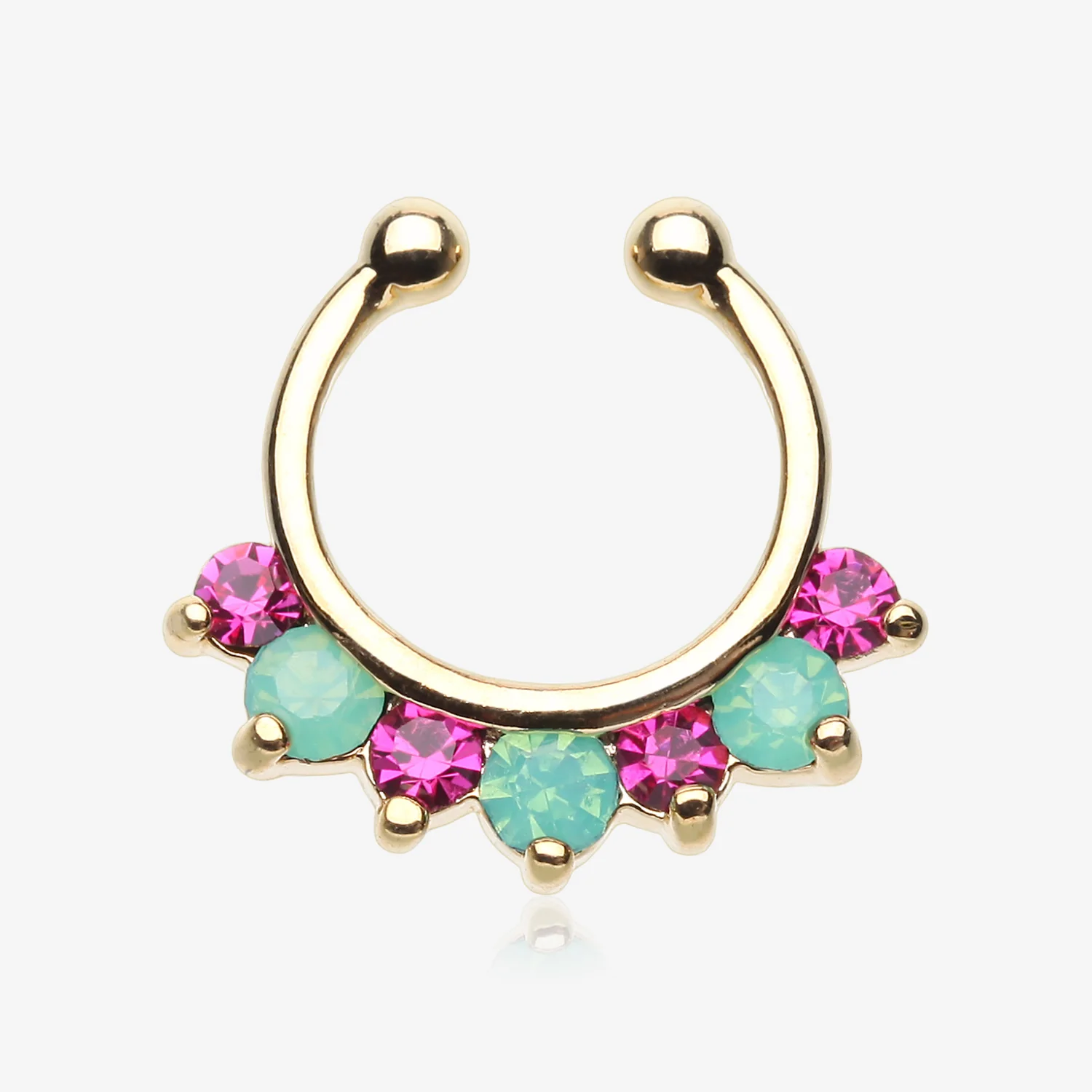Golden Opalite Sparkle Deuce Fake Septum Clip-On Ring