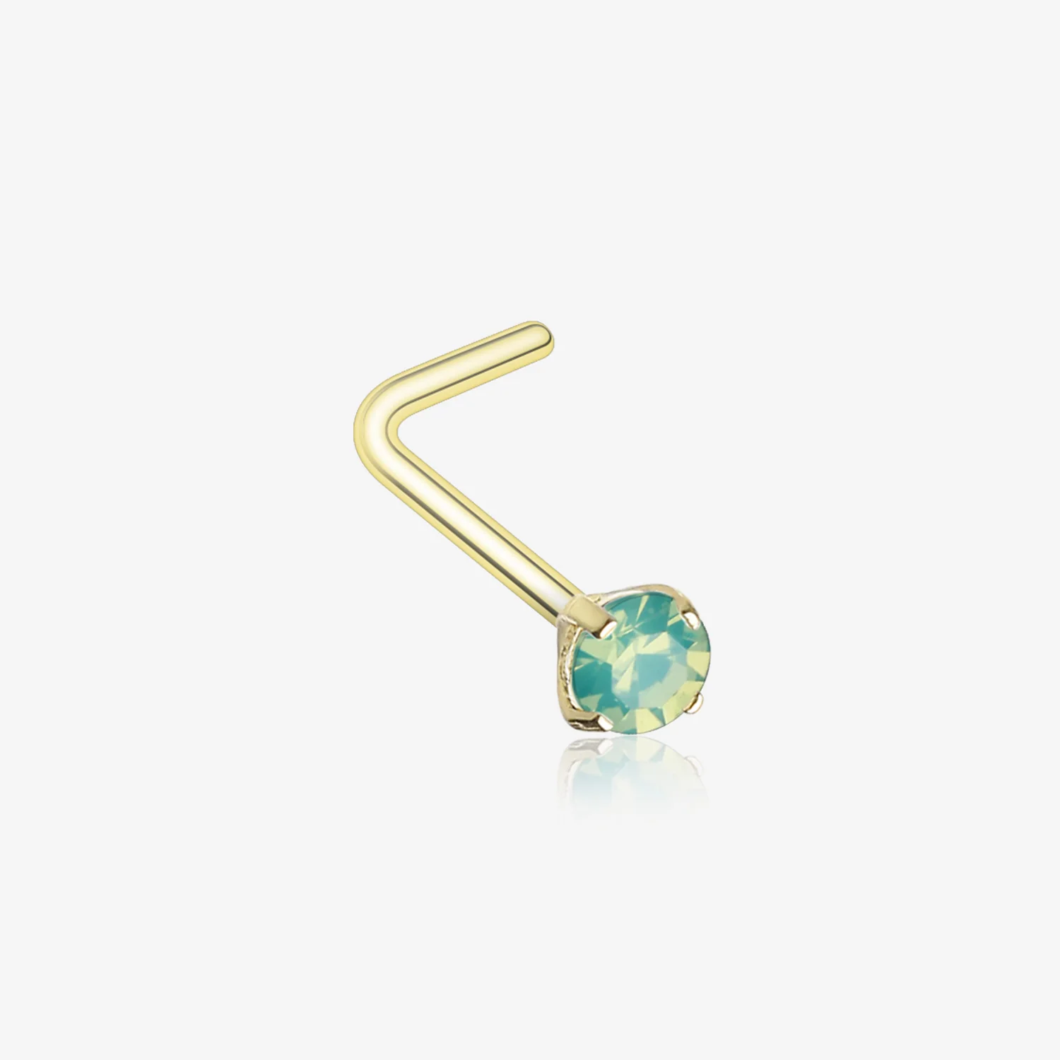 Golden Opalite Sparkle Gem Prong Set L-Shaped Nose Ring