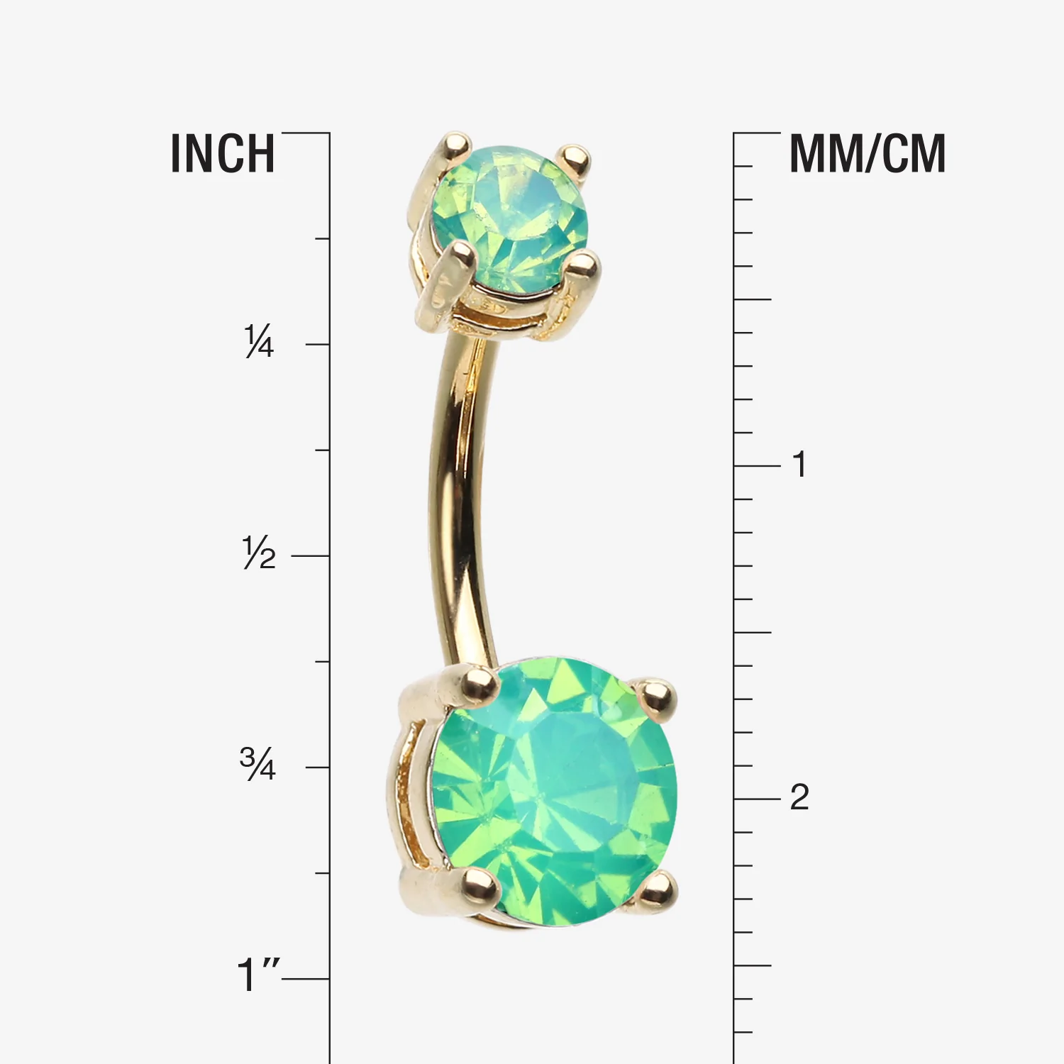 Golden Opalite Sparkle Prong Set Belly Button Ring - Image 2