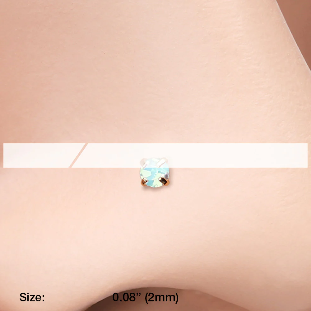 Golden Opalite Sparkle Prong Set Nose Stud Ring - Image 3