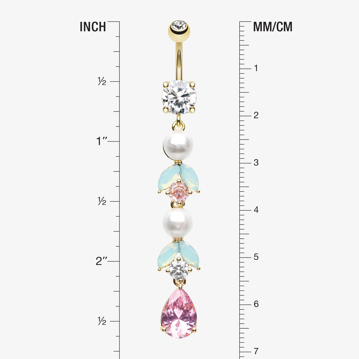 Golden Pastel Lumi Pearlescent Dangle Leaf Drop Belly Button Ring - Image 2