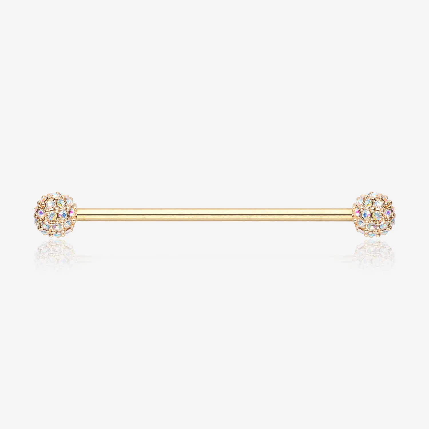 Golden Pave Sparkle Full Dome Industrial Barbell